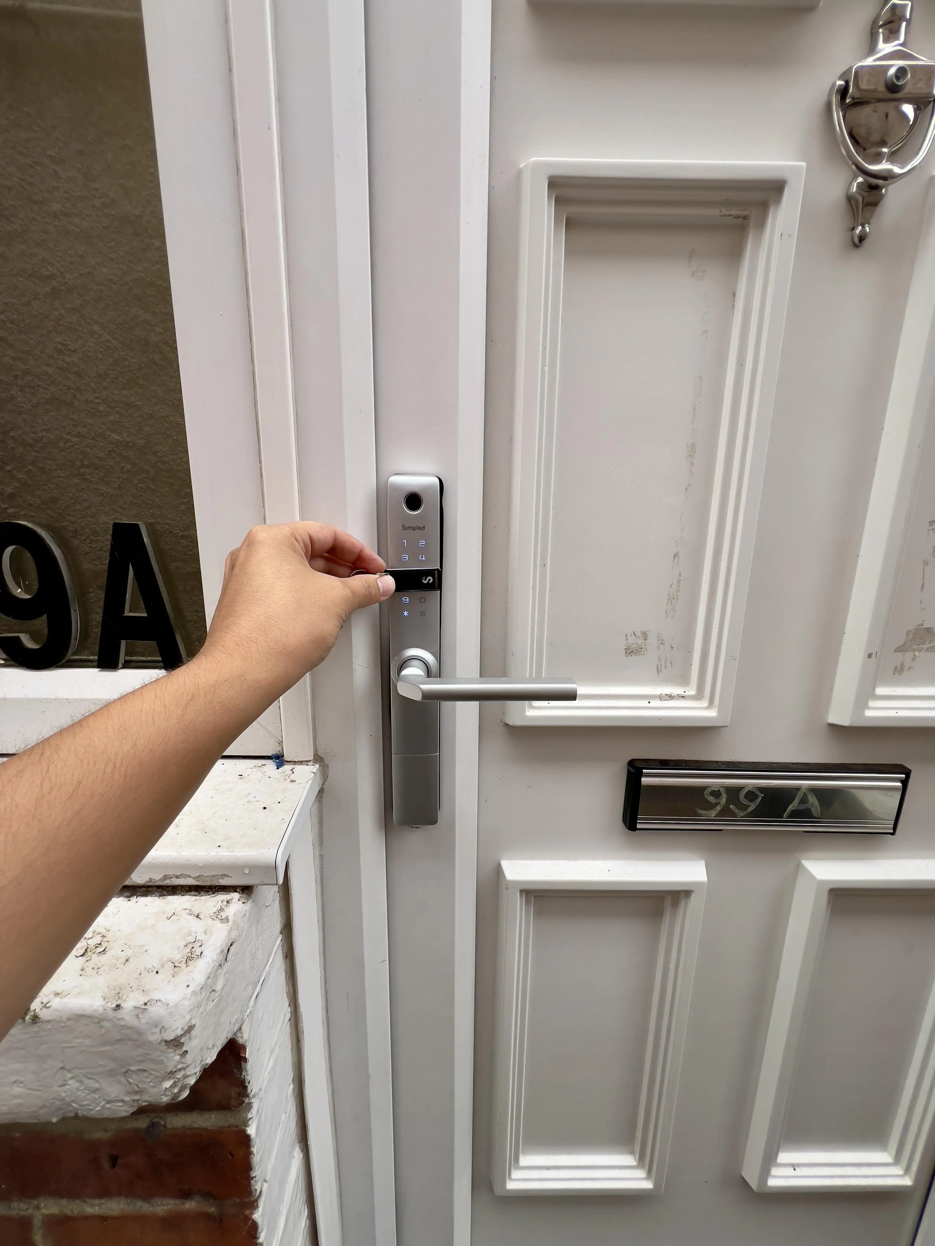 This photo shows you how to unlock the smart lock using the key card.