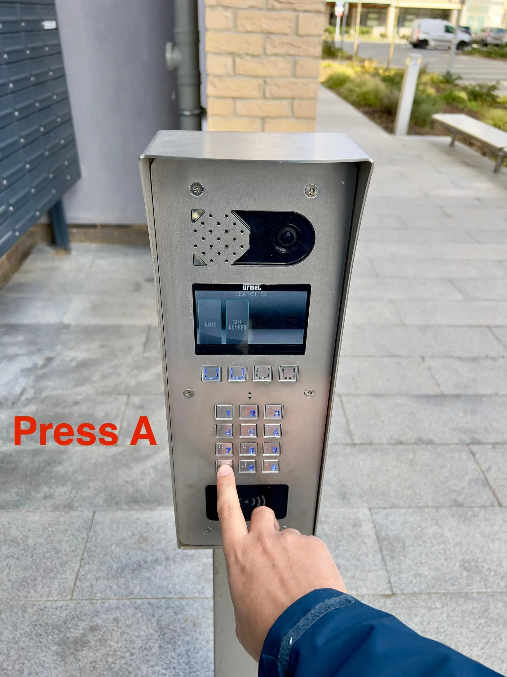 Press A button to enter the access code.